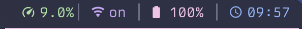 tmuxステータスバー右: CPU、Wi-Fi、バッテリー、時刻